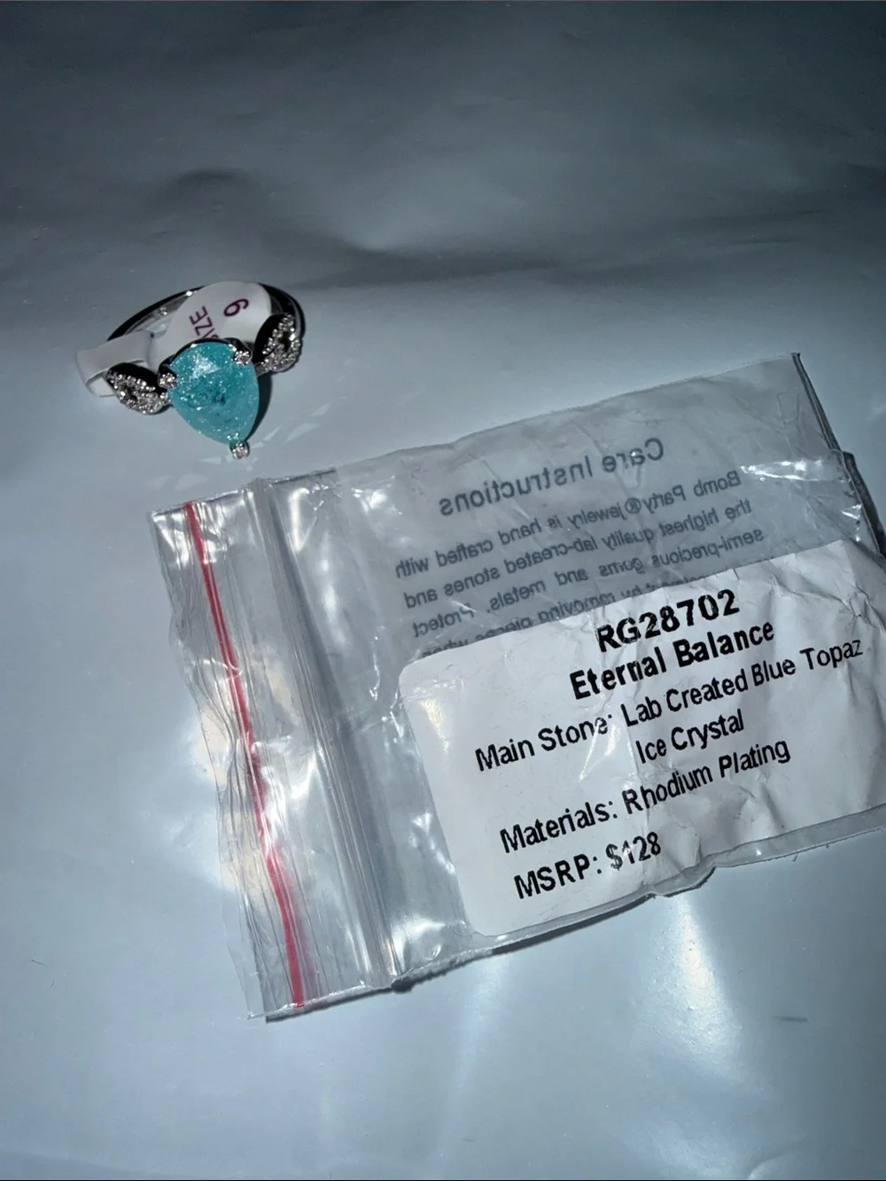 Bomb Party Eternal Balance Ring – Blue Topaz Ice Crystal ✨ size 9